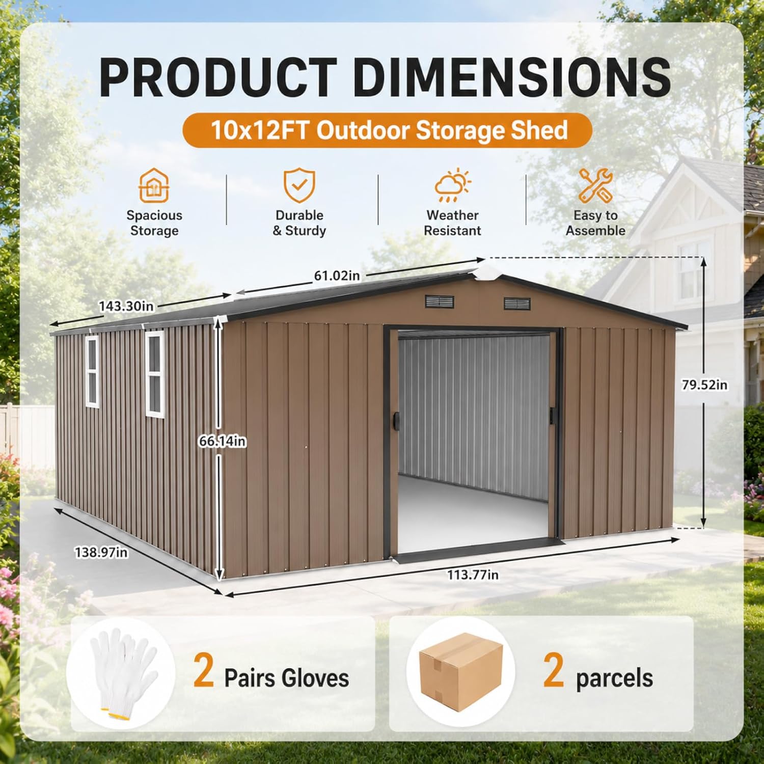 Metal Storage Shed 10x12FT Out - Garden Tools ulasan dan harga