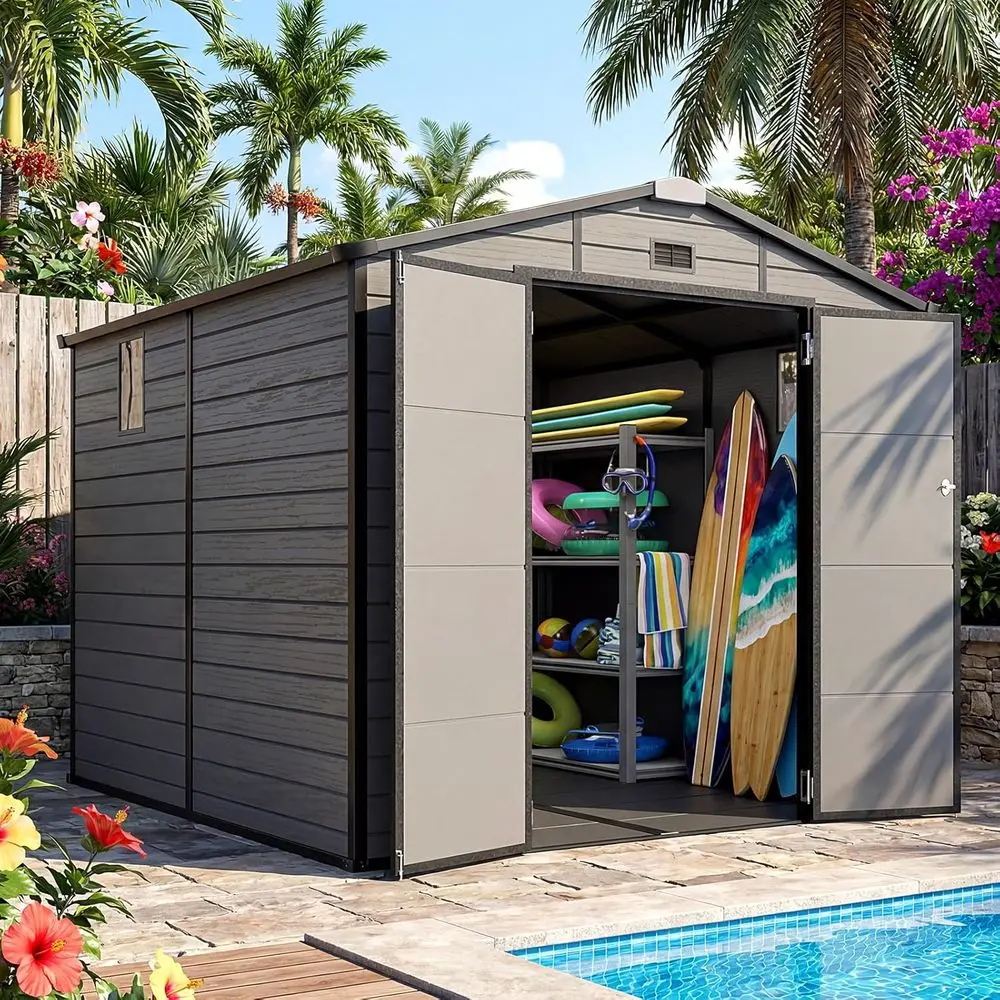 8x8 Outdoor Storage Shed with  - Garden Tools ulasan dan harga