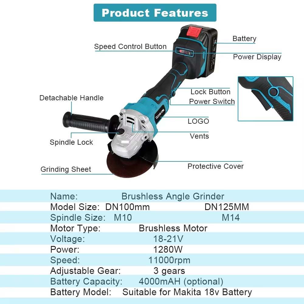 125/100mm  Angle Grinder Brush - Brushless Angle Grinder Battery Powered ulasan dan harga