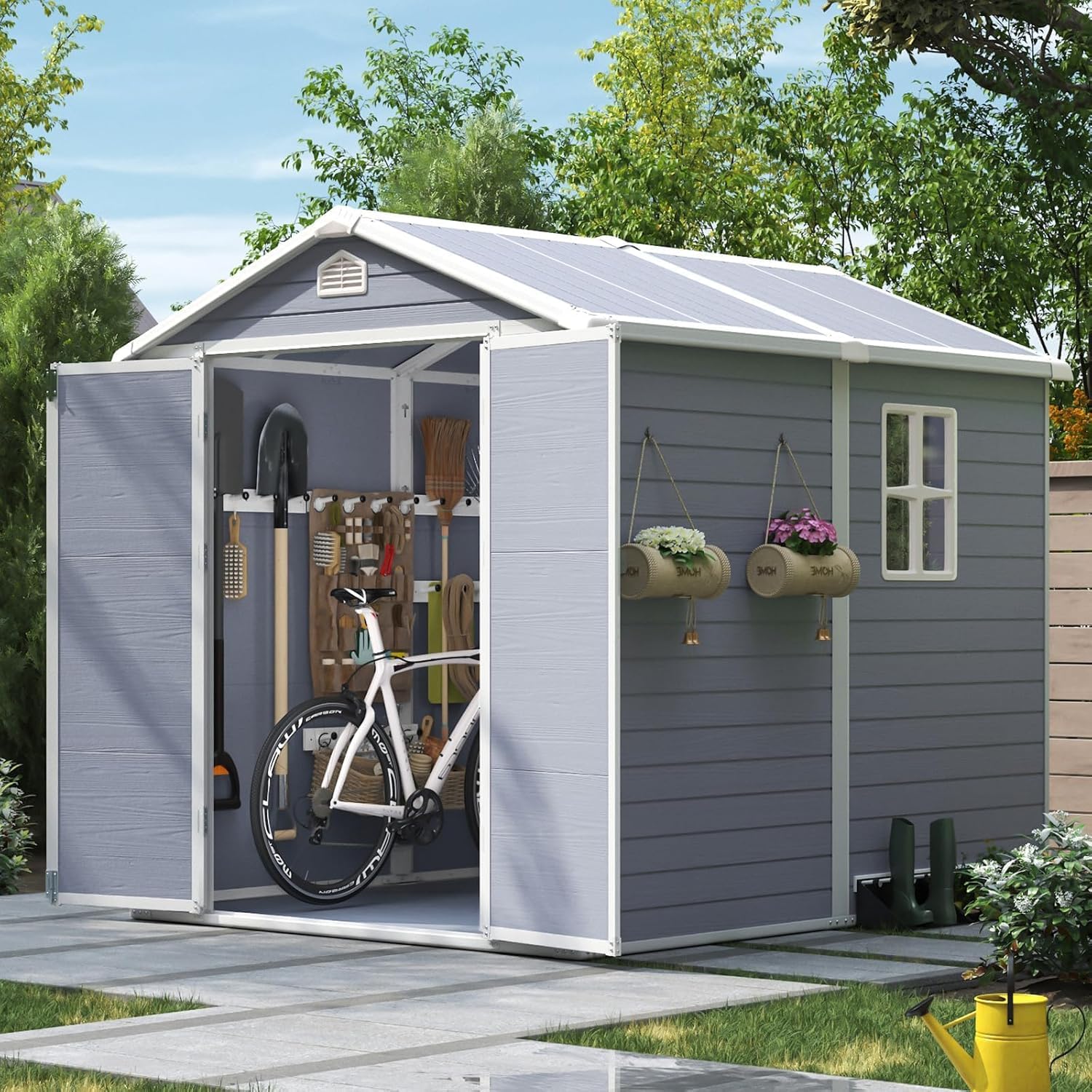 6x8 FT Outdoor Storage Shed Re - Garden Tools ulasan dan harga