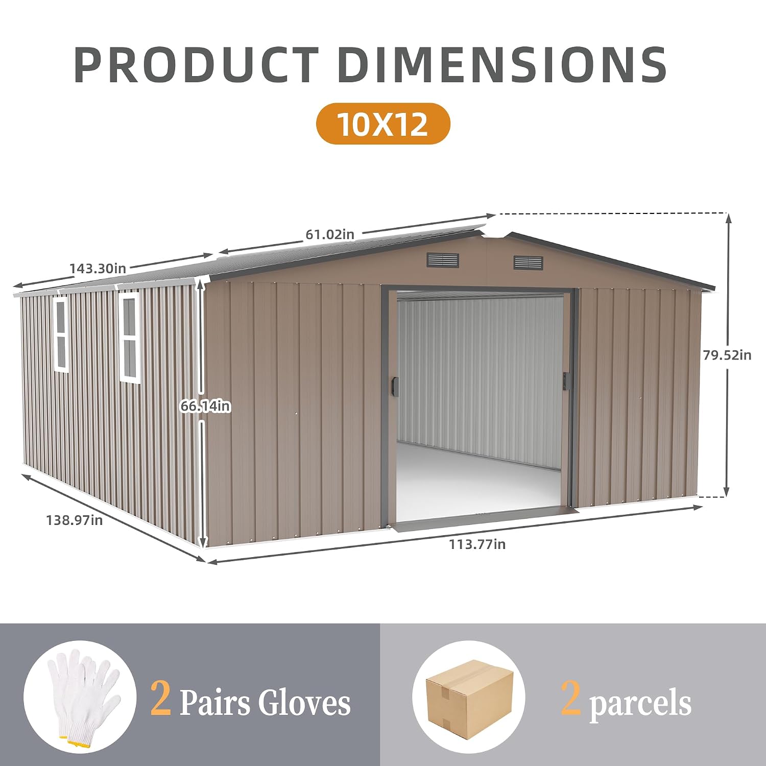 10x12 FT Outdoor Metal Storage - Garden Tools ulasan dan harga