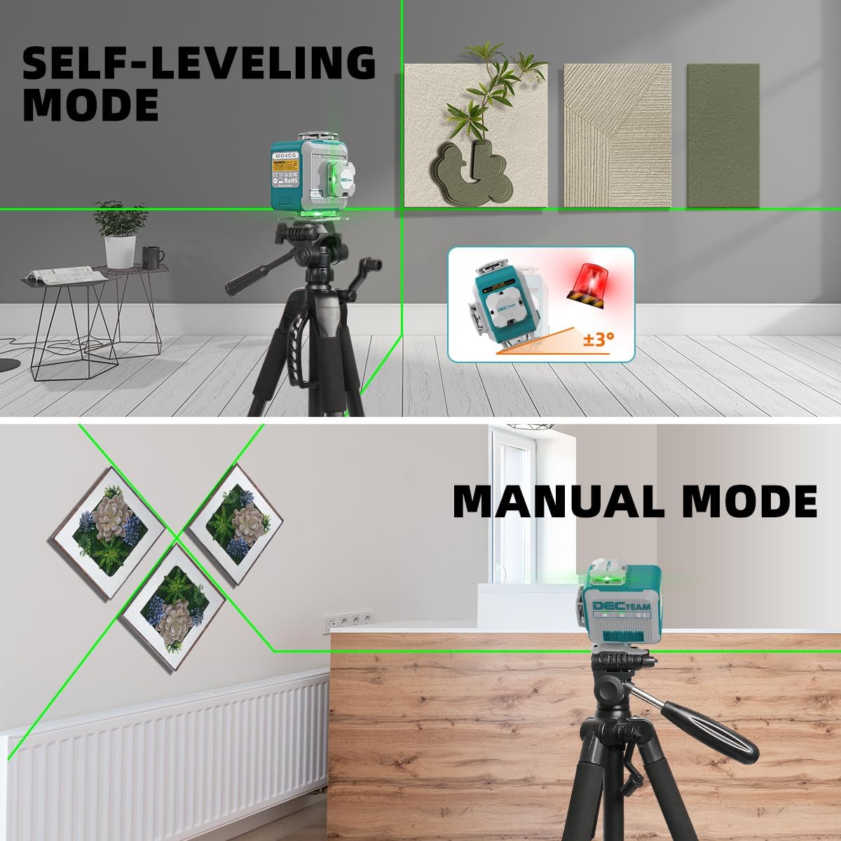 Decteam 4D Cross Line Laser Le - Laser Level 16 Lines 4D Green ulasan dan harga