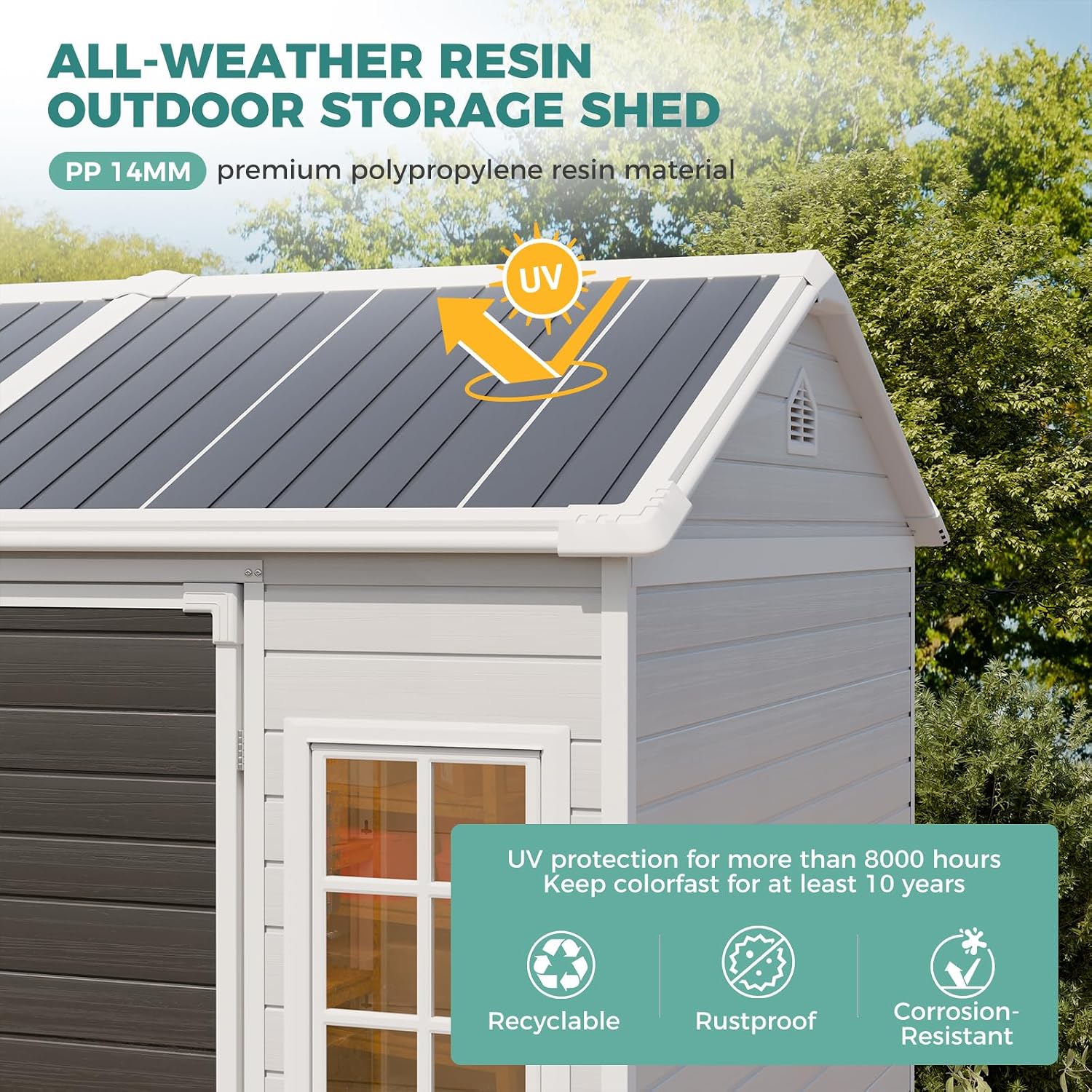 8x6 FT Resin Storage Shed with - Garden Tools ulasan dan harga